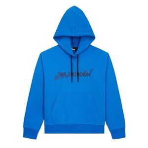 The Kooples Men's Hoodie Large Blue Neoprene, "What Is" Inscription, Heavyweight